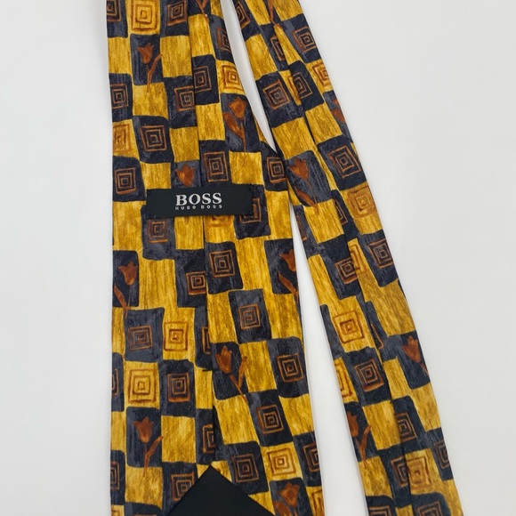 Boss Yellow and Black Checkered Tie - Picture 2 of 5